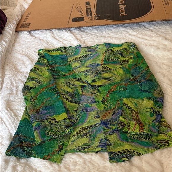 Alberto Makali Set cardigan and sleeveless top, green/ brown, vintage luxury , M - Picture 11 of 12